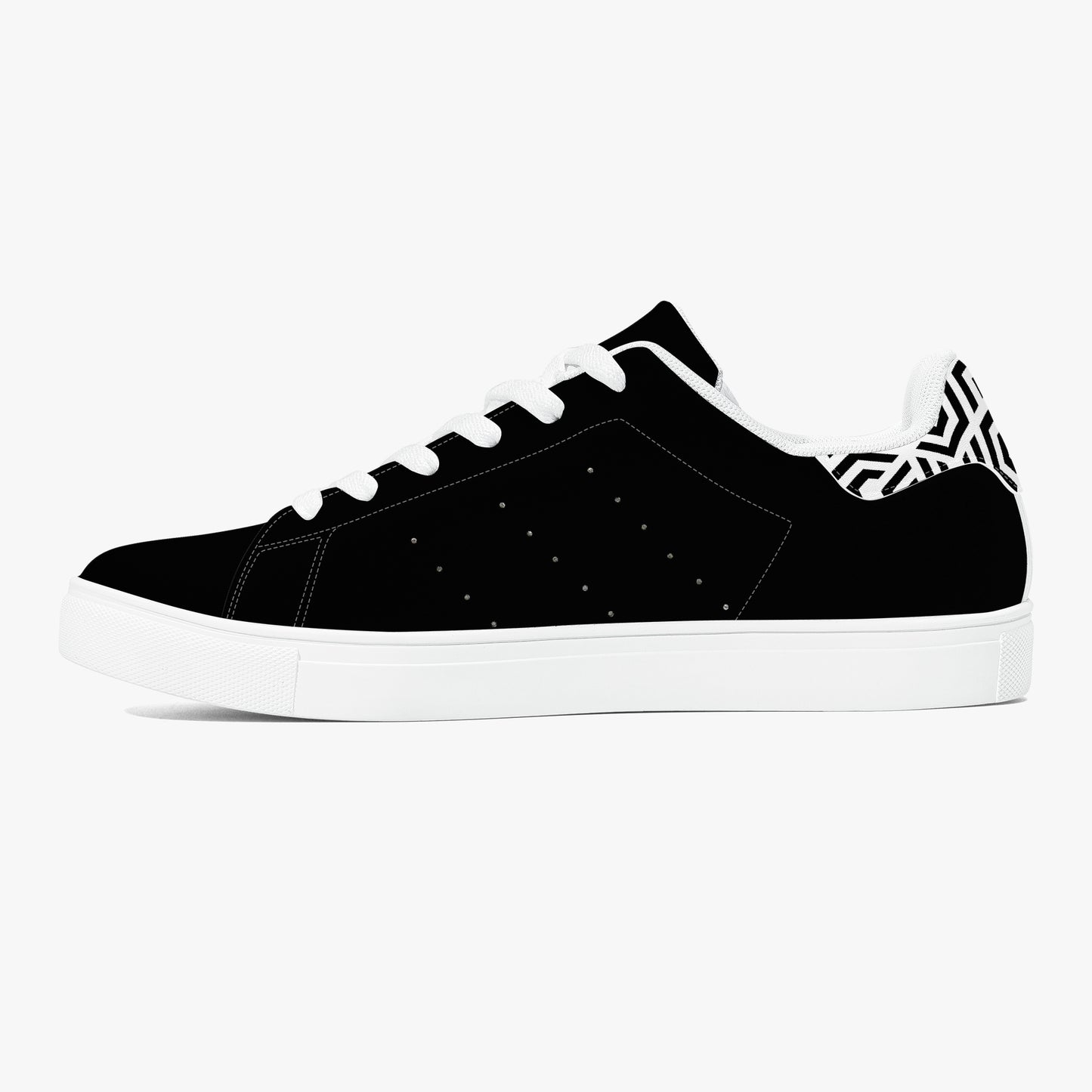 12 Tribes "Commit – Stealth Black" Low-Top Leather Sneakers – White/Black