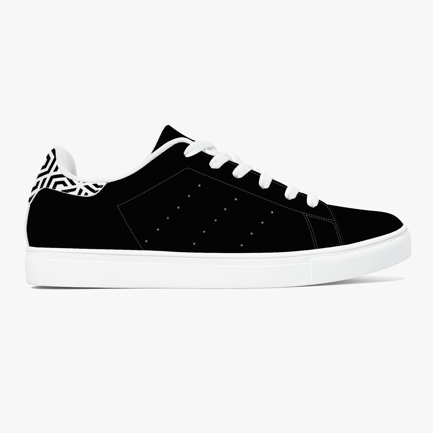 12 Tribes "Commit – Stealth Black" Low-Top Leather Sneakers – White/Black
