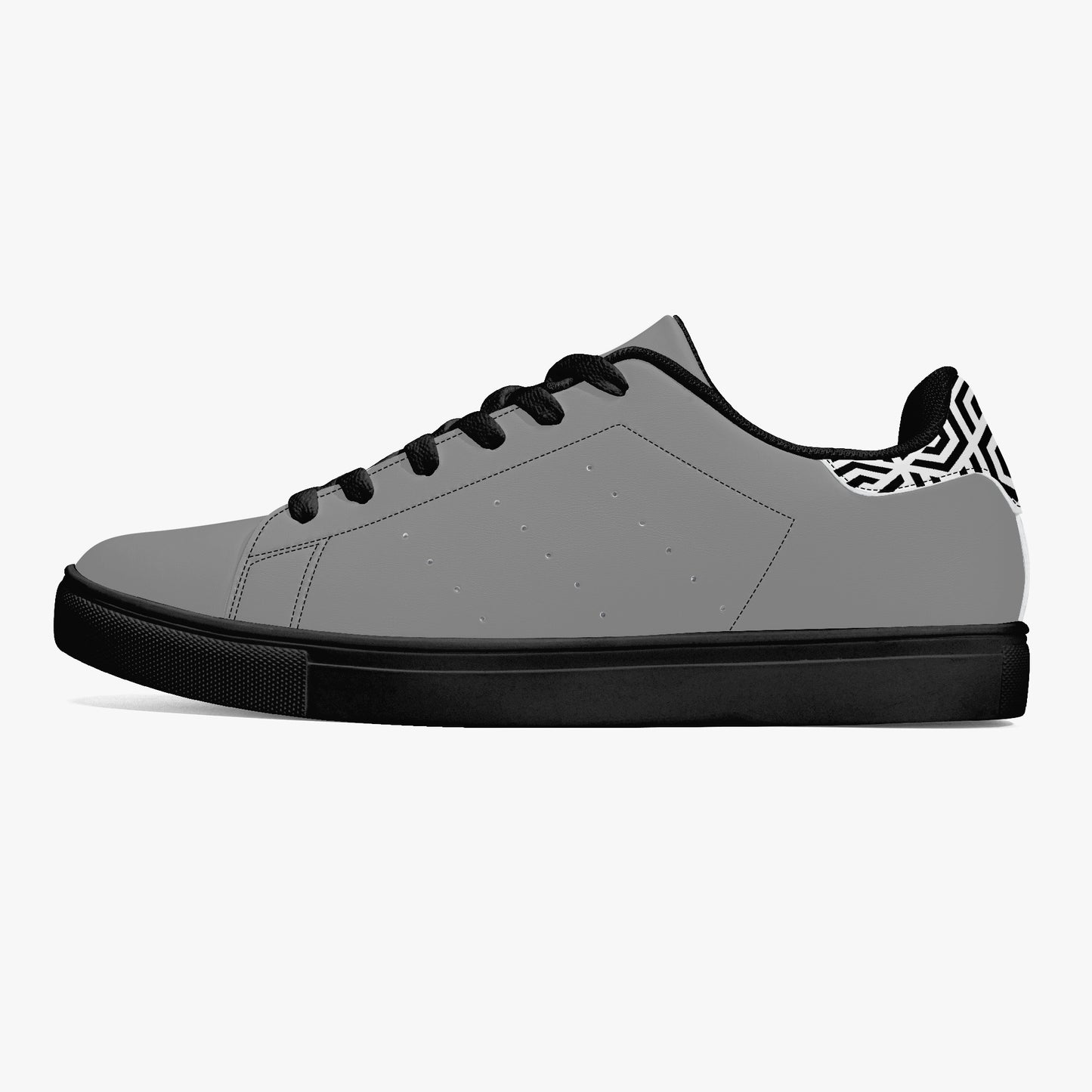12 Tribes "Commit – Stealth Grey" Low-Top Leather Sneakers – White/Black