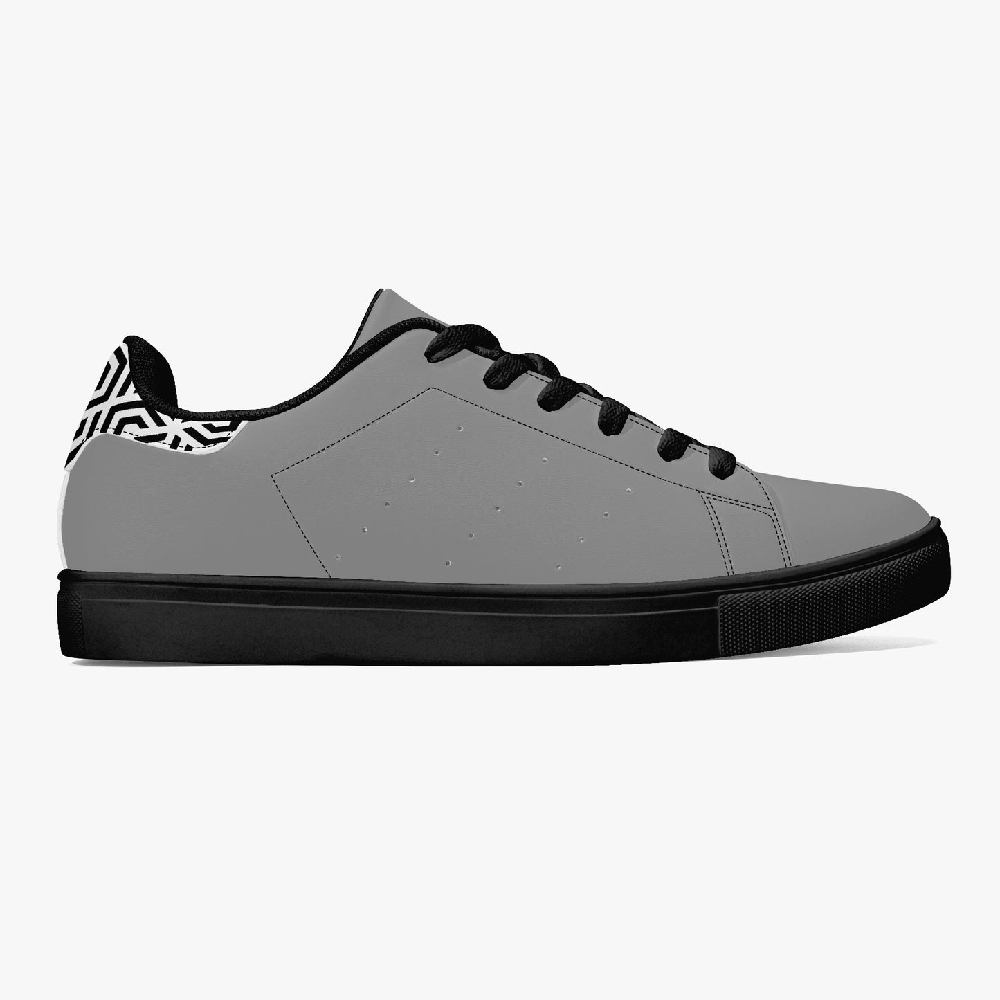 12 Tribes "Commit – Stealth Grey" Low-Top Leather Sneakers – White/Black
