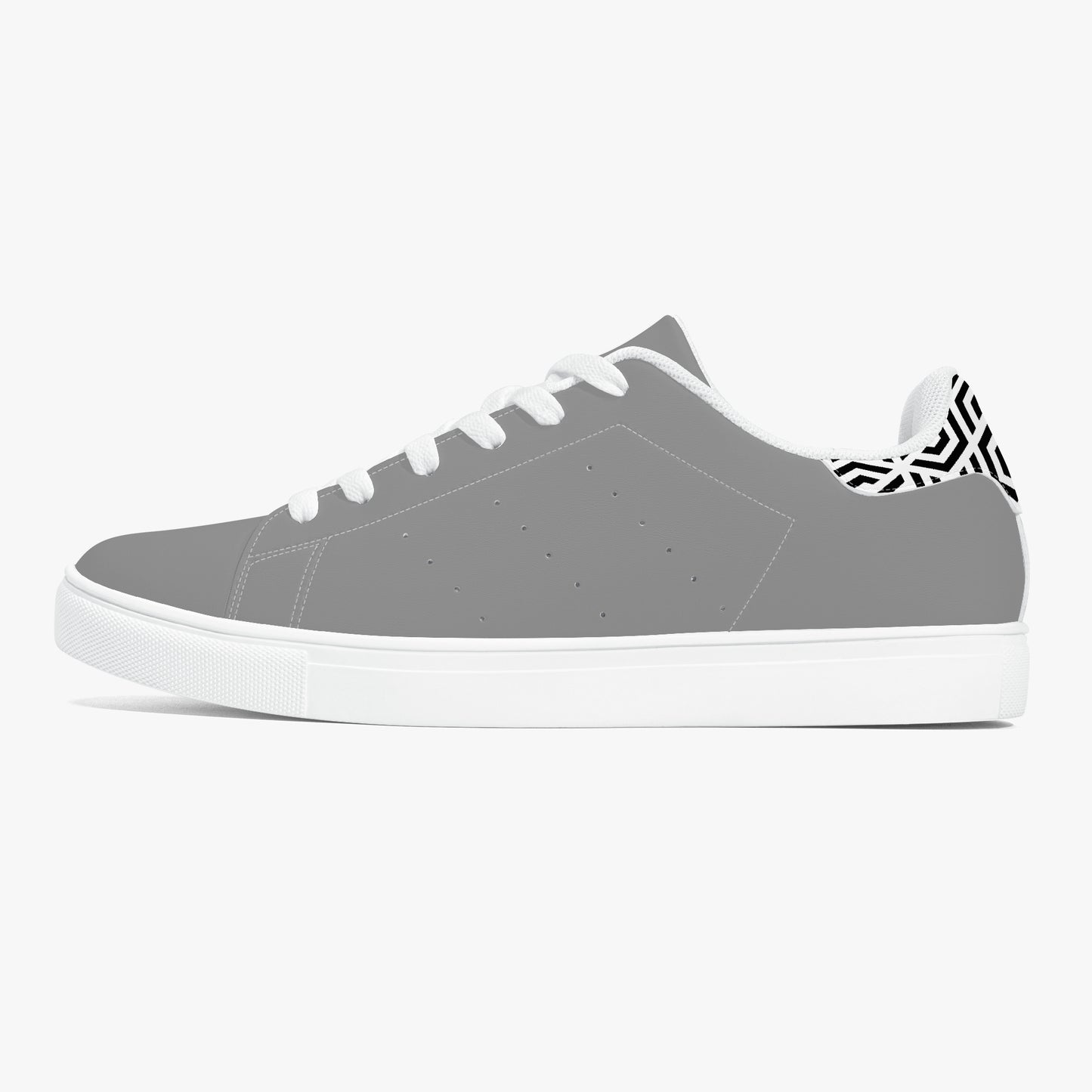 12 Tribes "Commit – Stealth Grey" Low-Top Leather Sneakers – White/Black