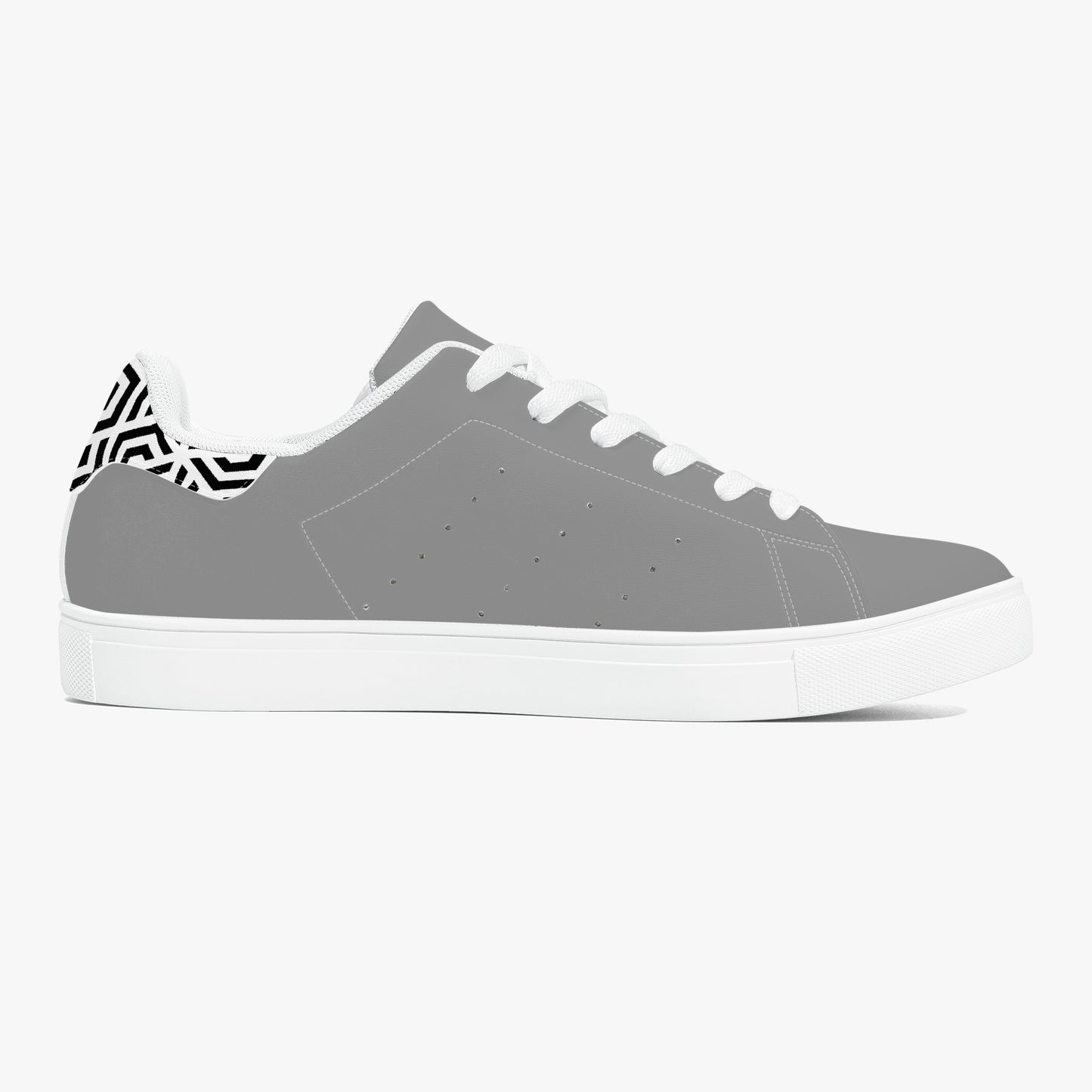 12 Tribes "Commit – Stealth Grey" Low-Top Leather Sneakers – White/Black