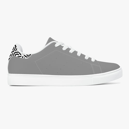 12 Tribes "Commit – Stealth Grey" Low-Top Leather Sneakers – White/Black