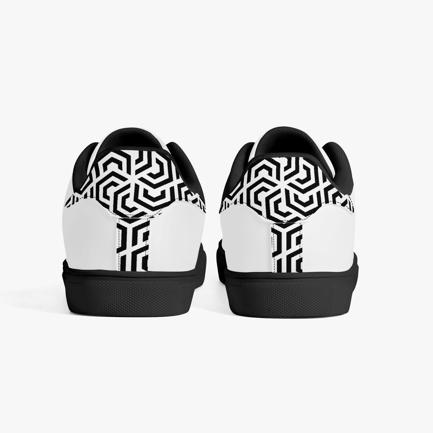 12 Tribes "Commit – Stealth White" Low-Top Leather Sneakers – White/Black
