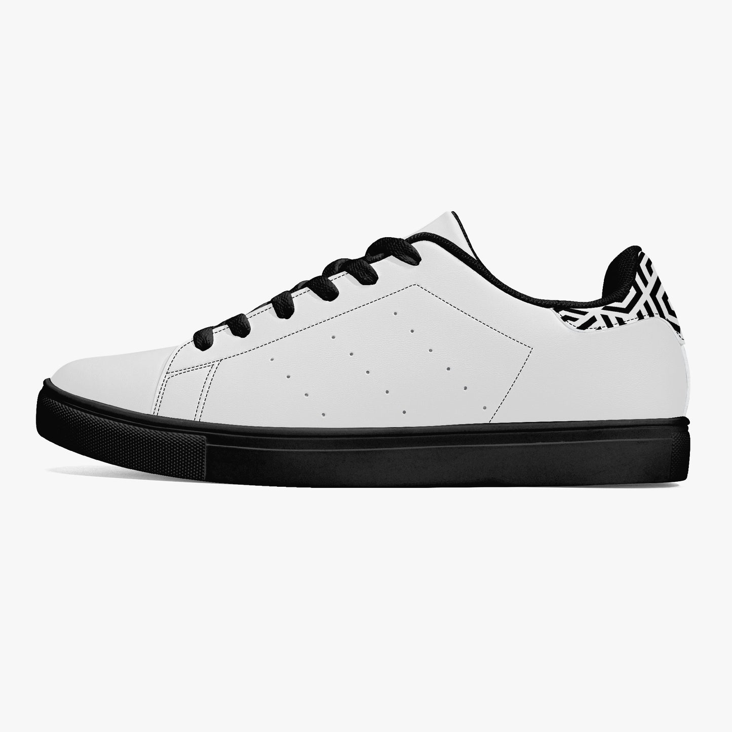 12 Tribes "Commit – Stealth White" Low-Top Leather Sneakers – White/Black
