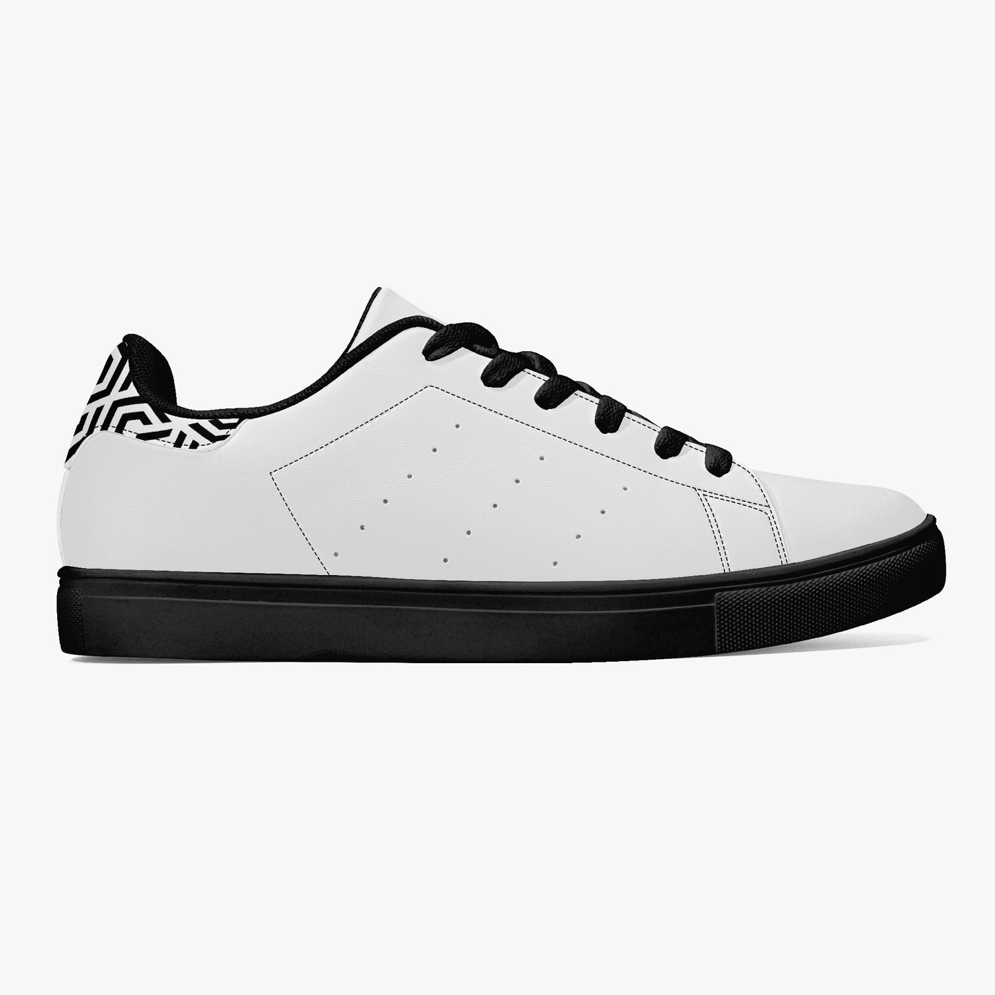 12 Tribes "Commit – Stealth White" Low-Top Leather Sneakers – White/Black