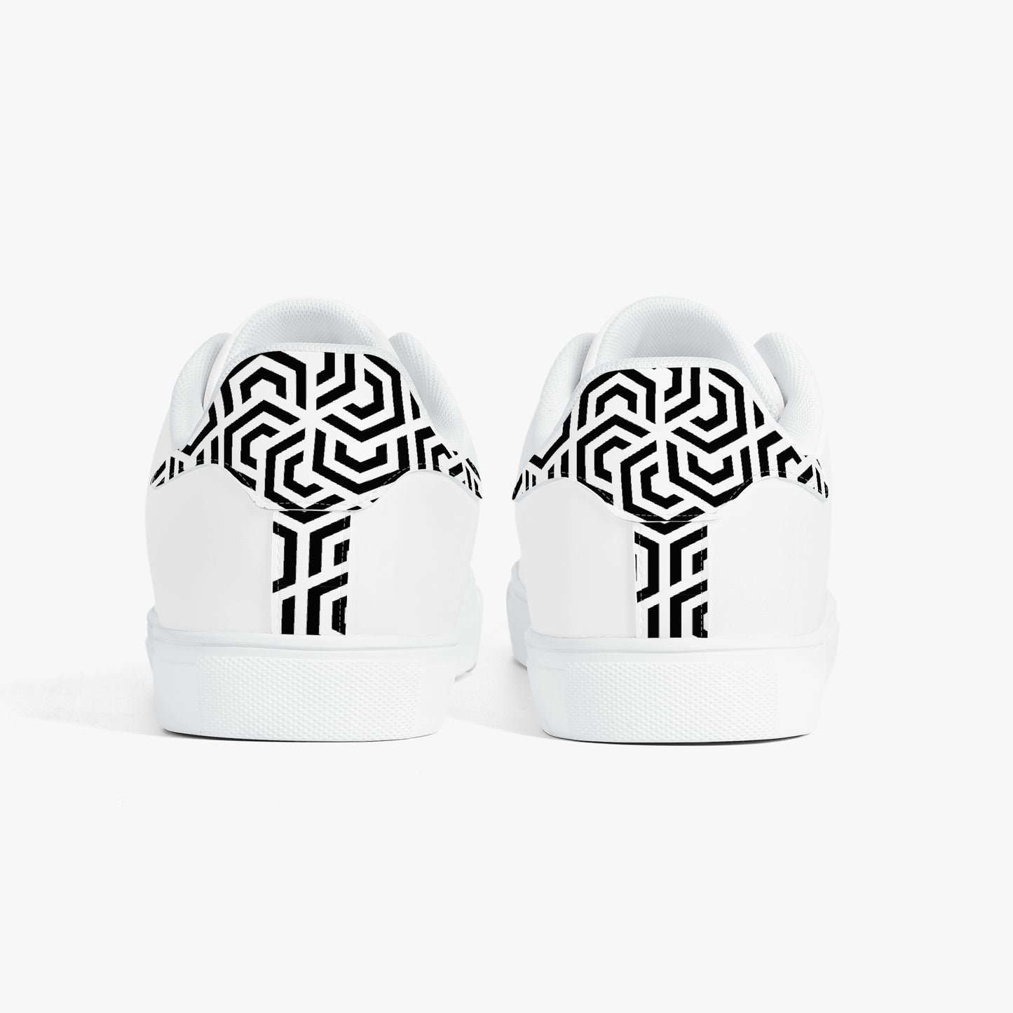 12 Tribes "Commit – Stealth White" Low-Top Leather Sneakers – White/Black
