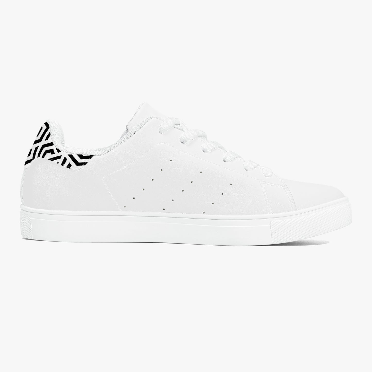 12 Tribes "Commit – Stealth White" Low-Top Leather Sneakers – White/Black