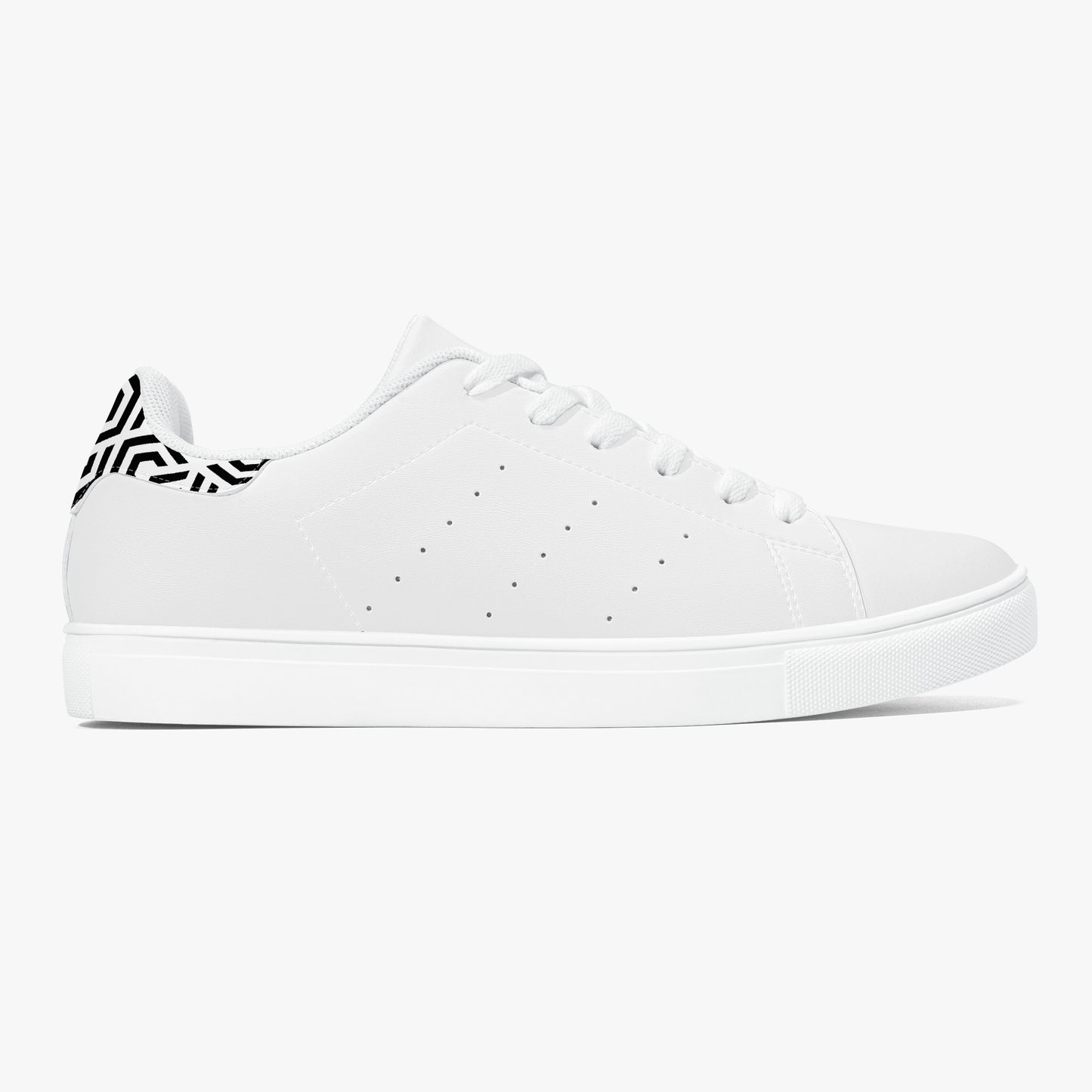 12 Tribes "Commit – Stealth White" Low-Top Leather Sneakers – White/Black