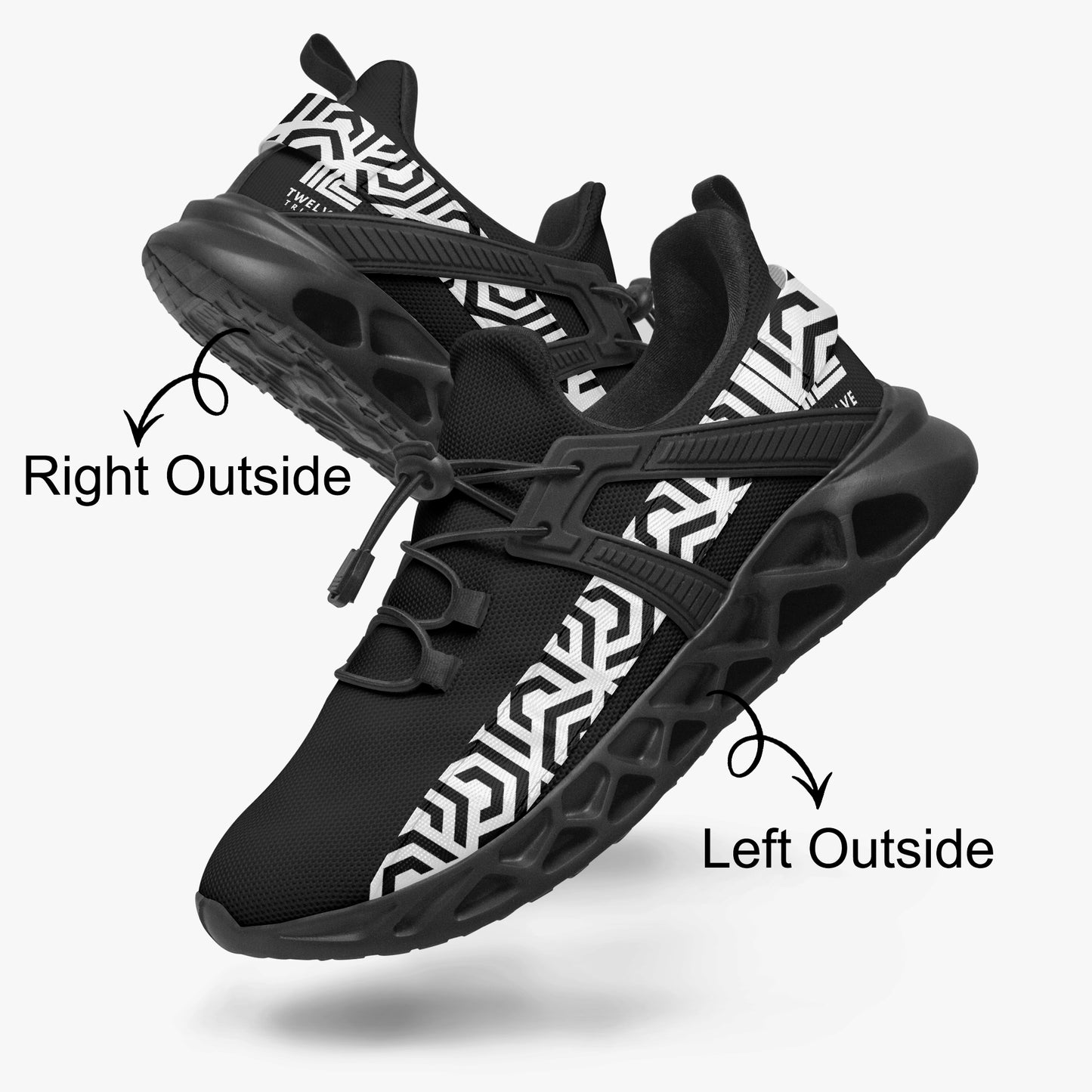 12 Tribes "Dynamic Black" Mesh Running Shoes