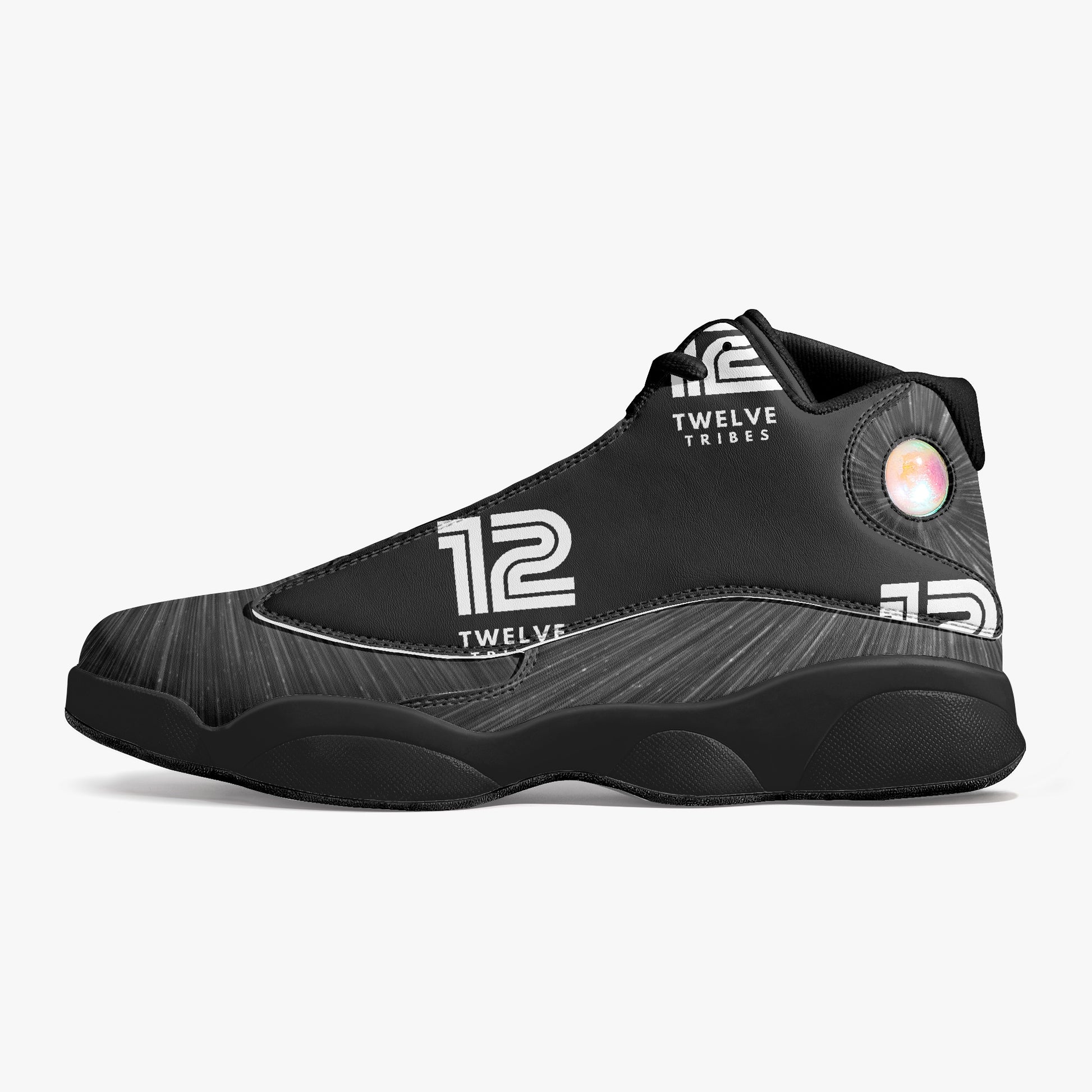 12 Tribes "Emit" High-Top Leather Basketball Sneakers Left Outside
