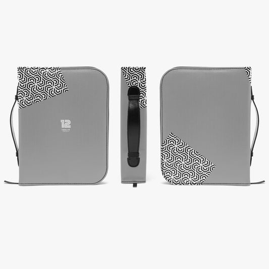 Gray bag with geometric pattern and '12 South' branding on a white background