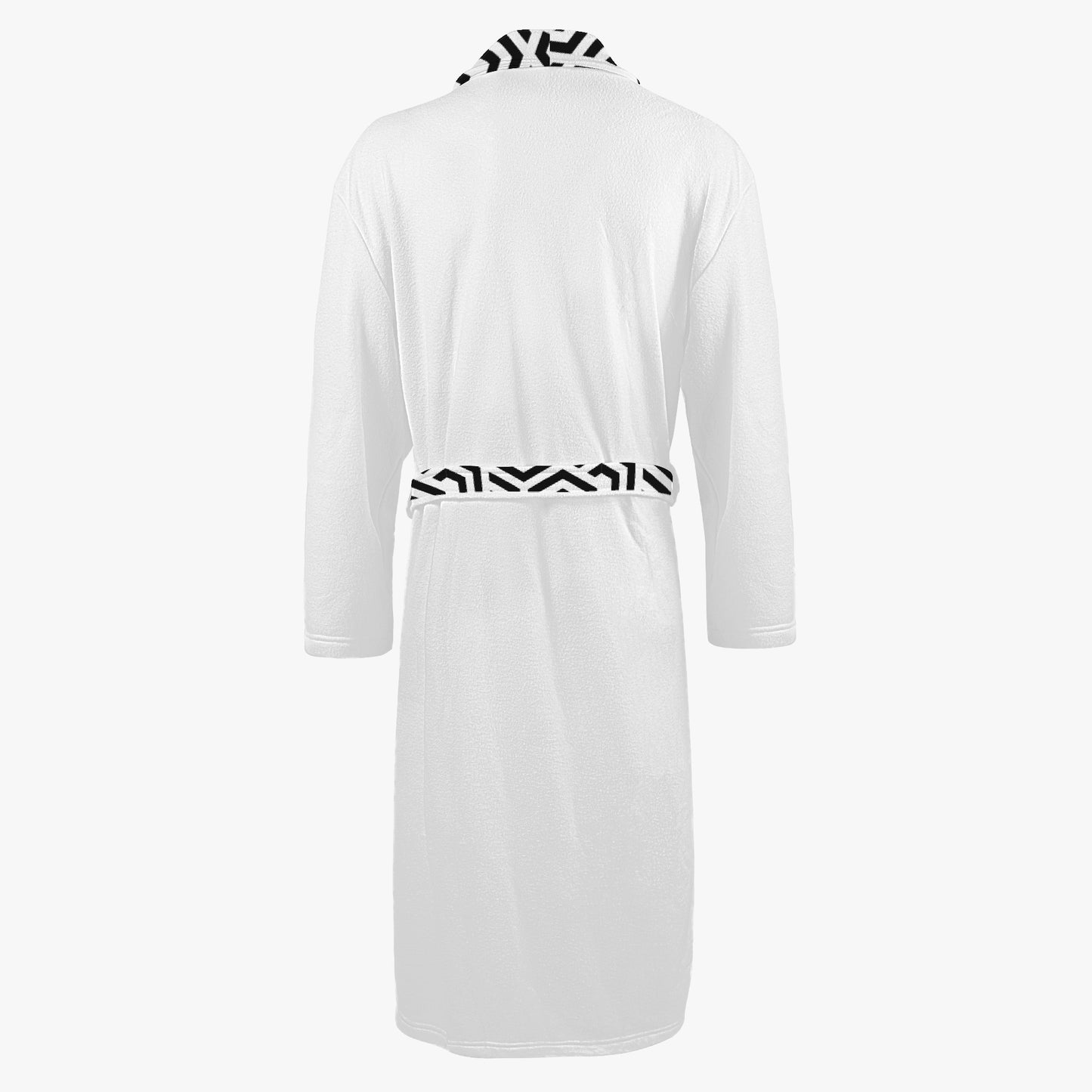 White robe with black and white pattern on a white background