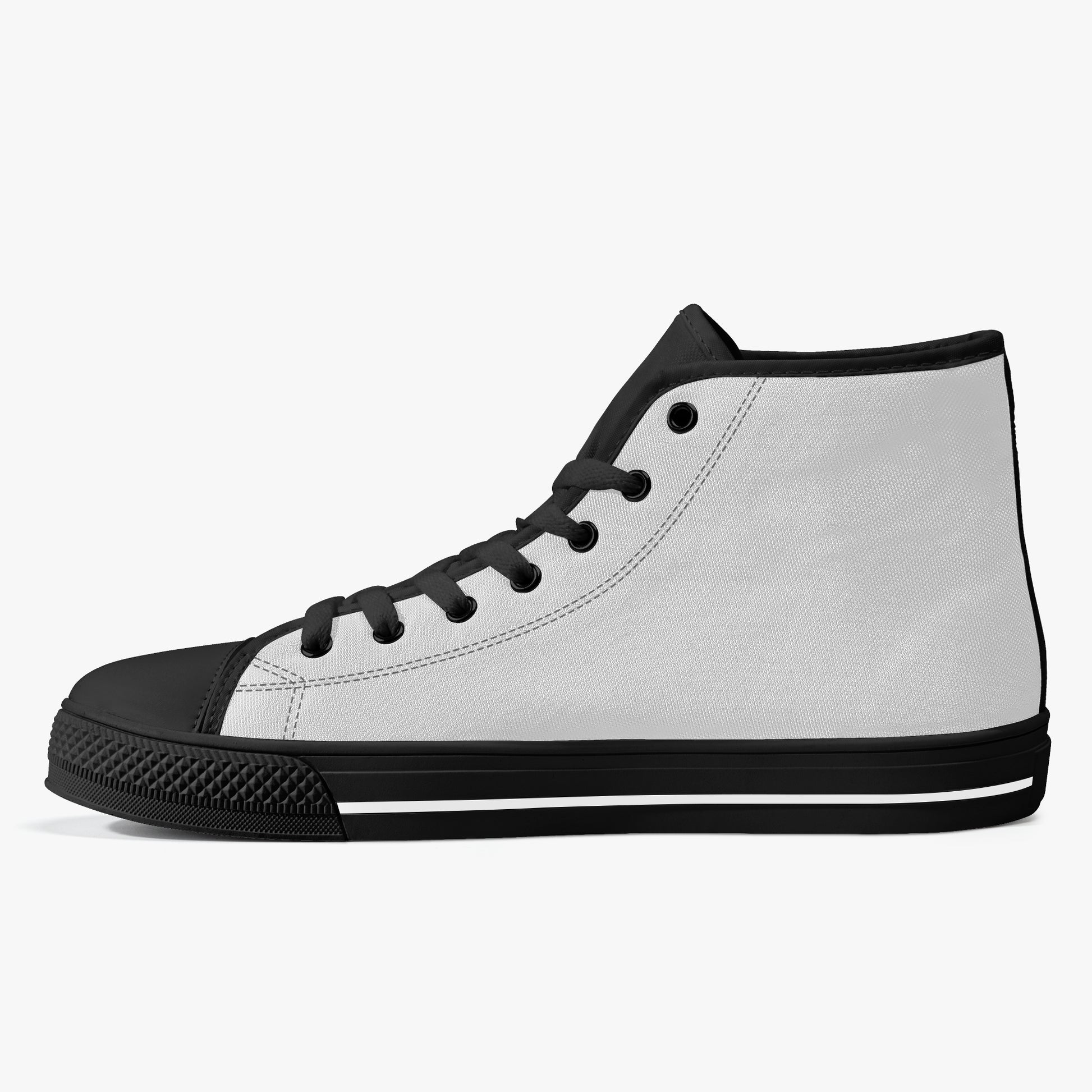 Black and white high-top sneaker on a white background