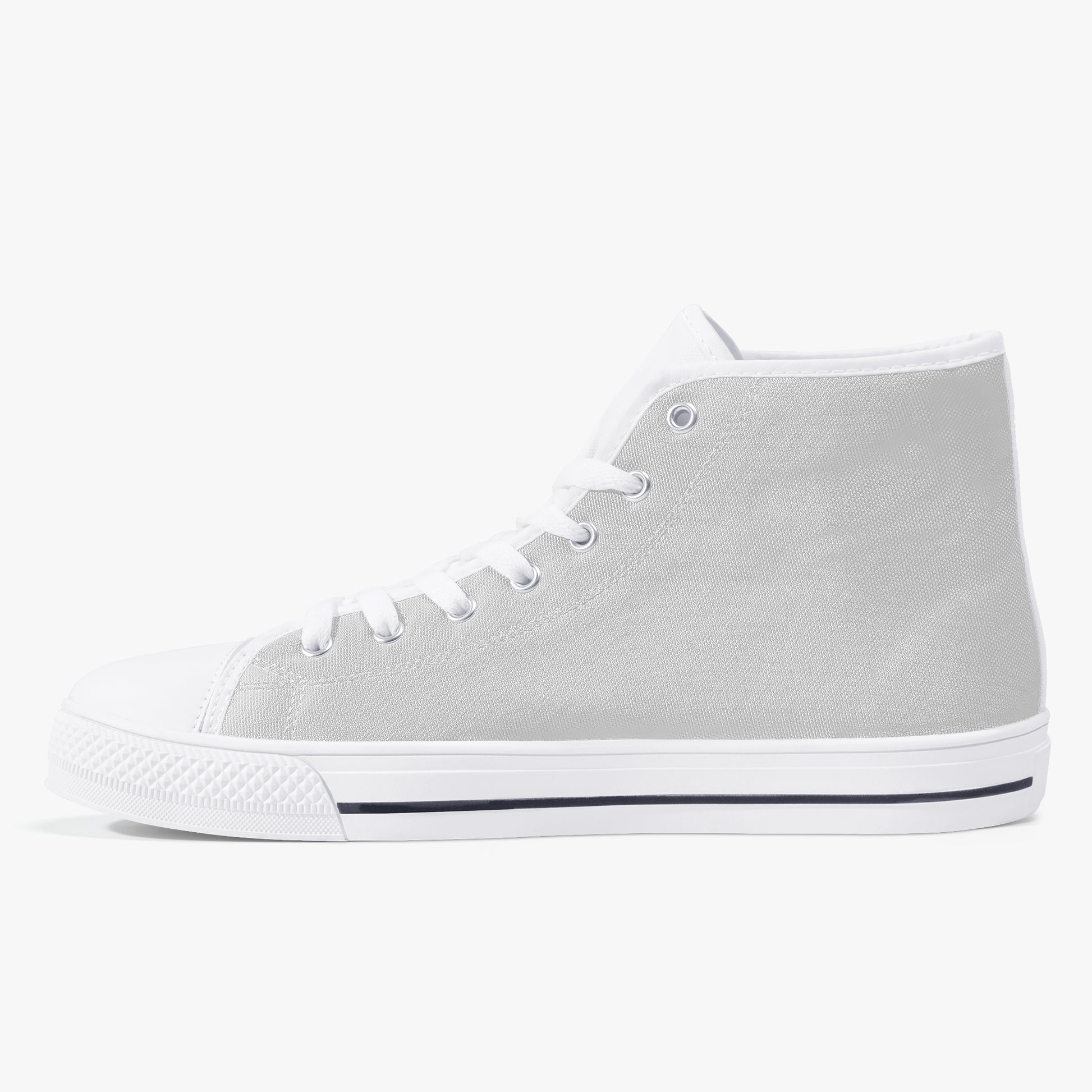 White high-top sneaker on a white background