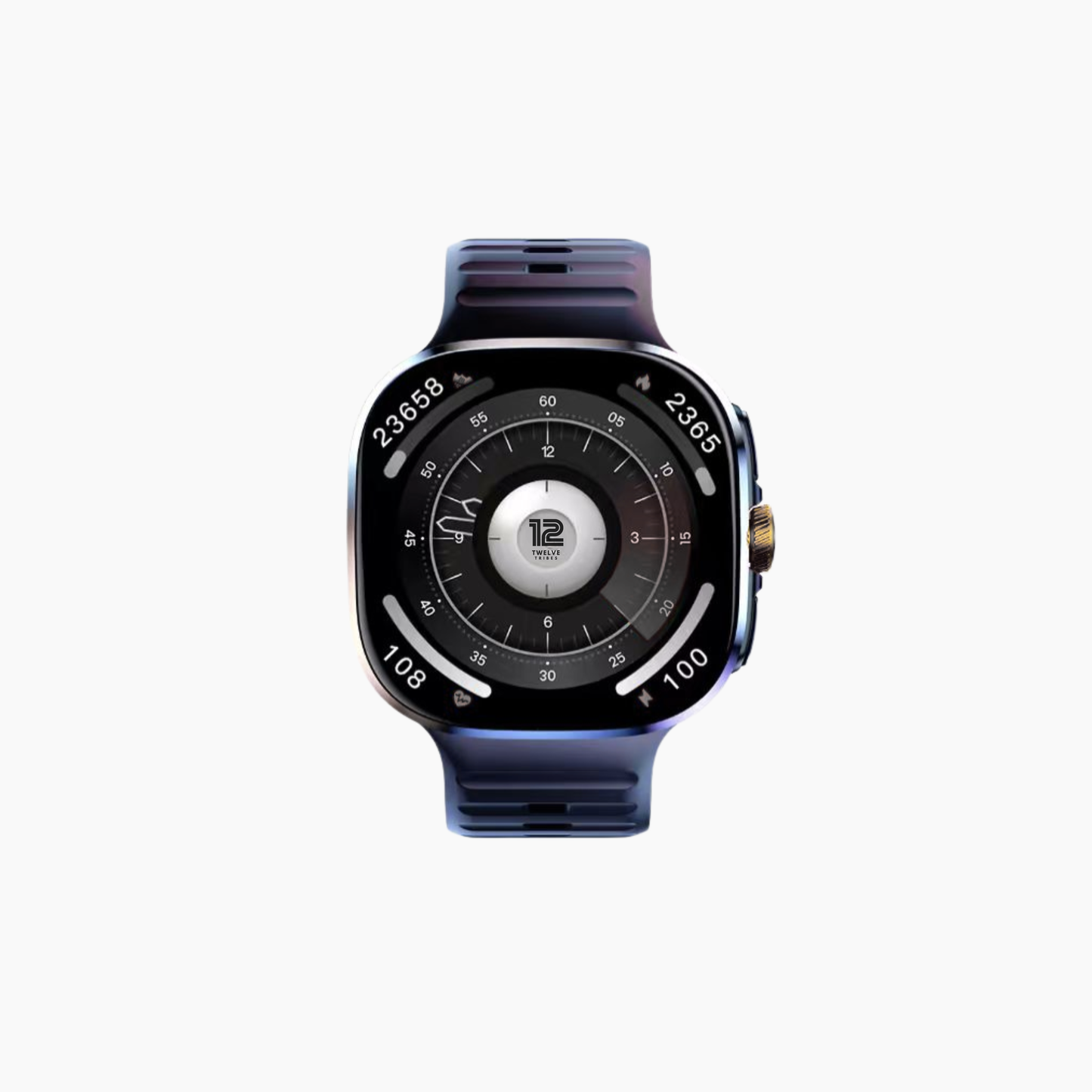 Smartwatch with a black strap on a white background