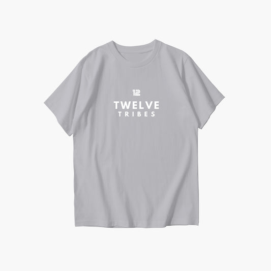 Gray t-shirt with 'Twelve Tribes' text on a white background