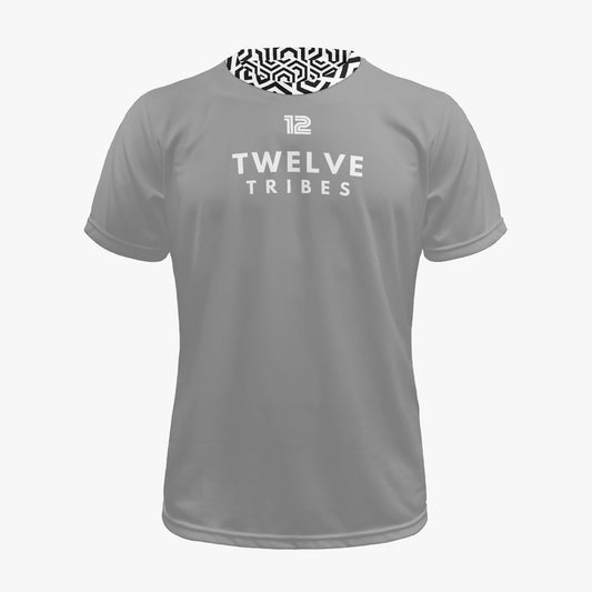 Gray t-shirt with 'Twelve Tribes' text on a white background