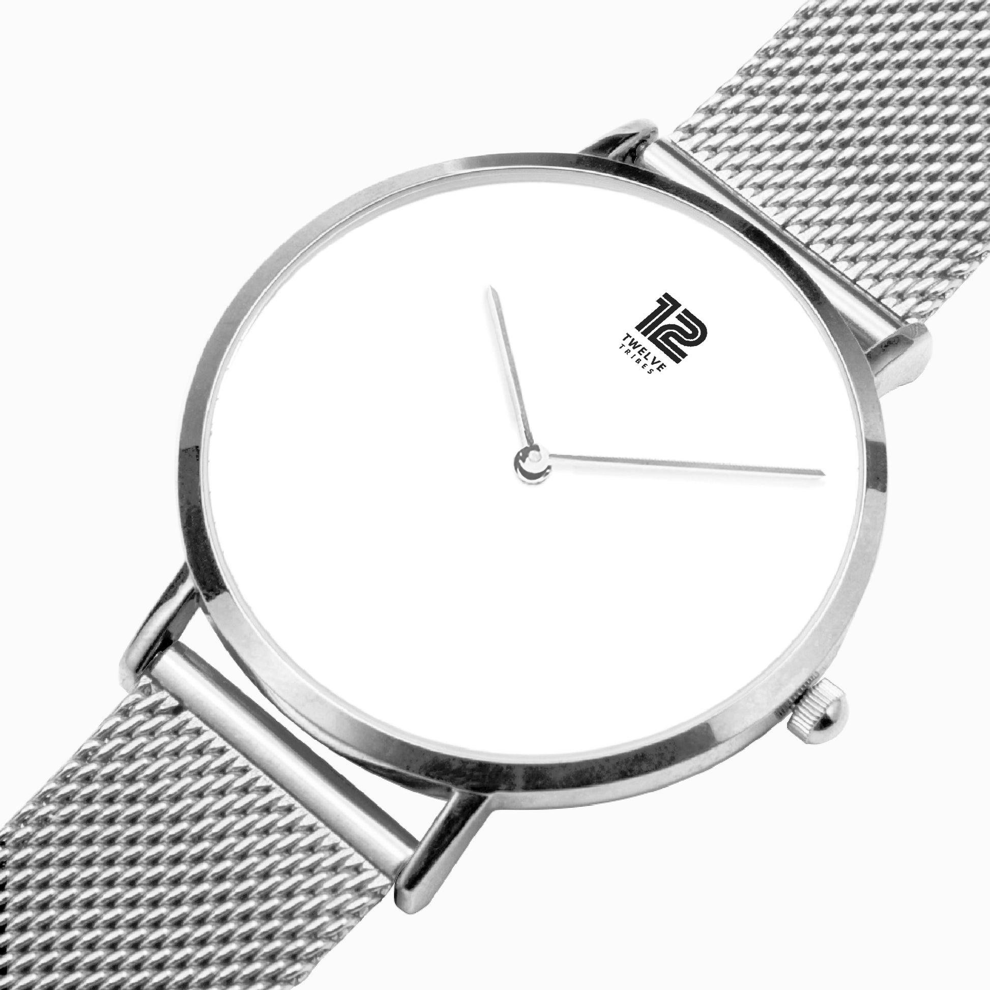 12 Tribes Silver watch with mesh band on a white background