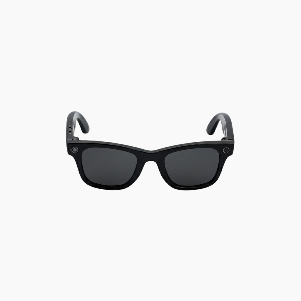 Black sunglasses with a white background