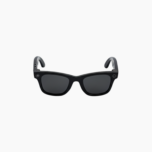 Black sunglasses with a white background