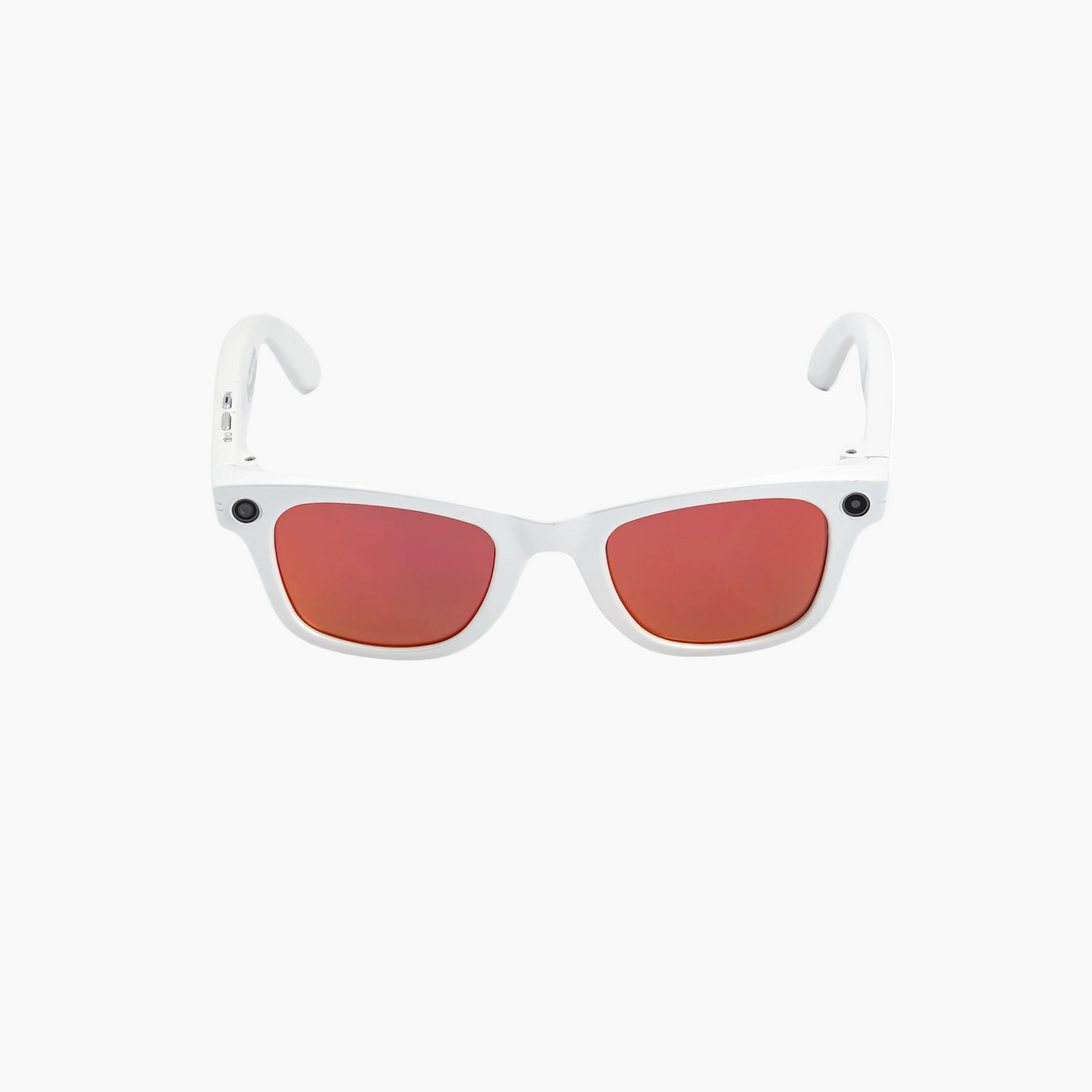 12 Tribes White sunglasses with red lenses on a white background