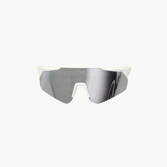 White sports glasses with reflective lense