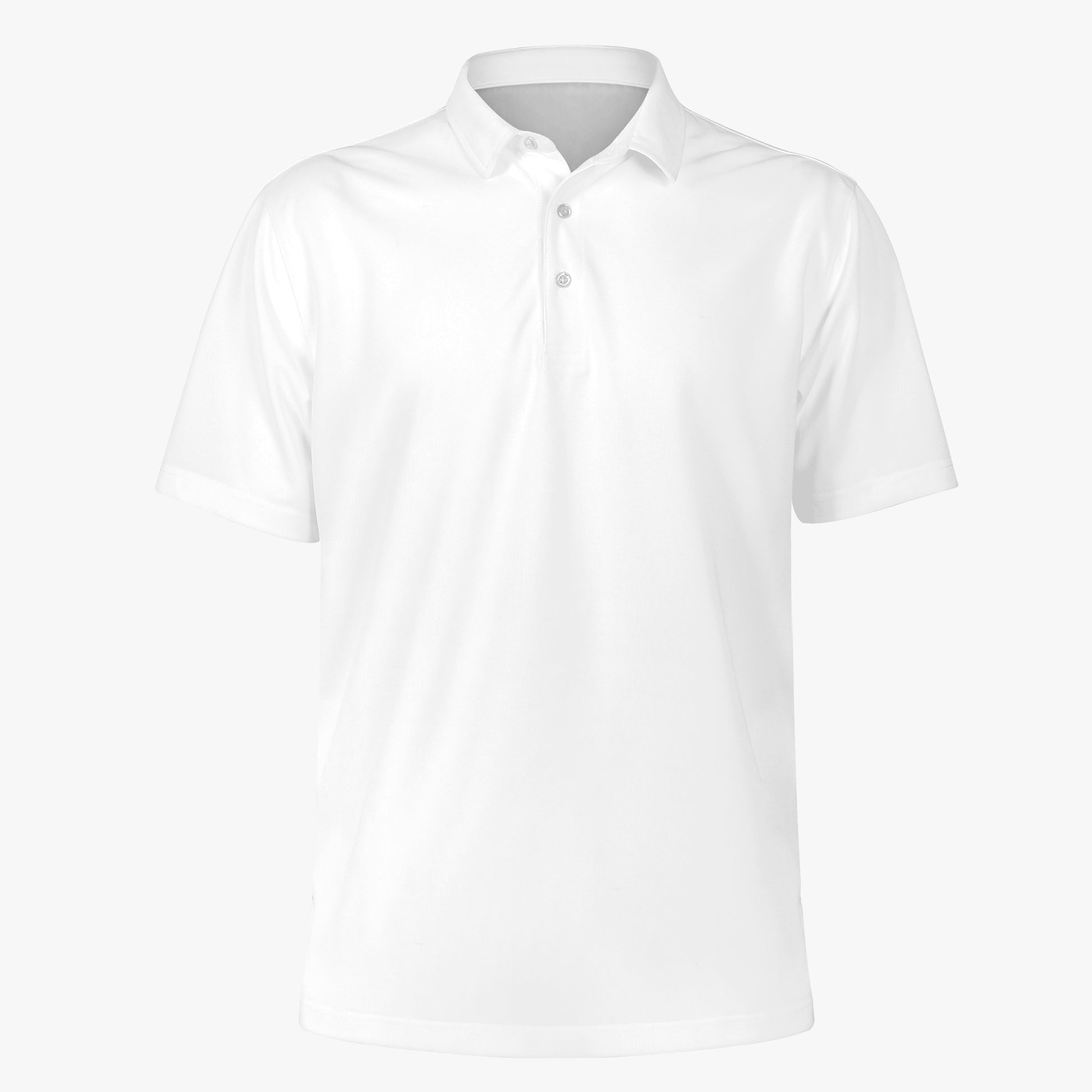 White polo shirt on a light gray background