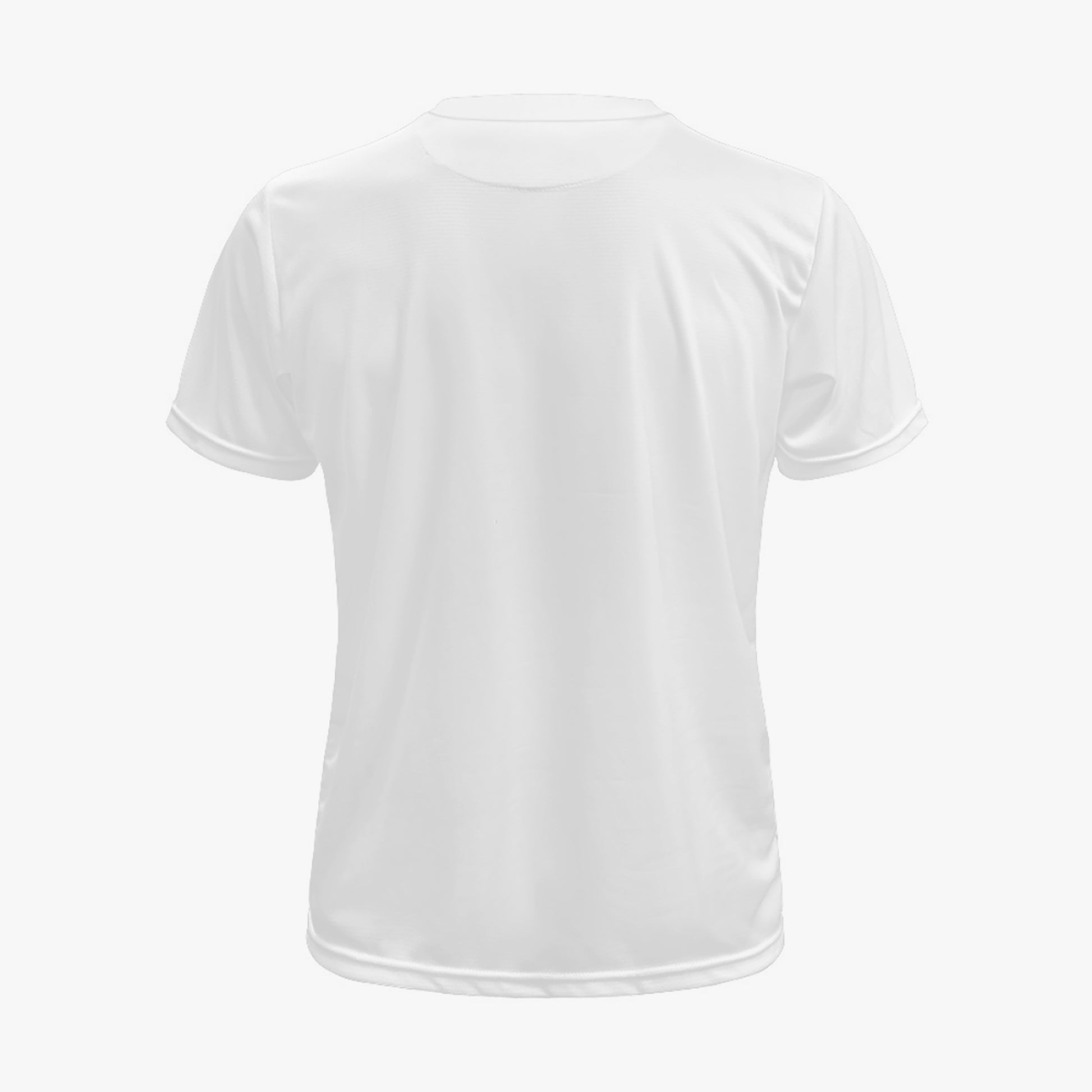 Plain white t-shirt on a light gray background