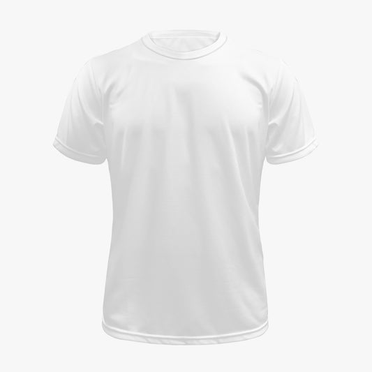 Plain white t-shirt on a light gray background