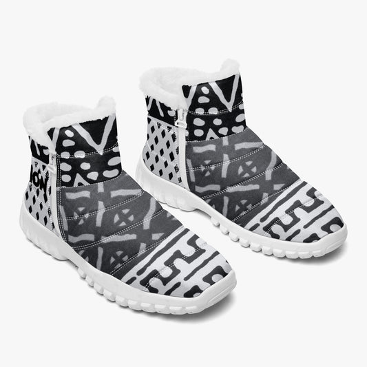 LION OF JUDAH "01010" Cotton-Pad Fur Zipper Up Boots Staggered
