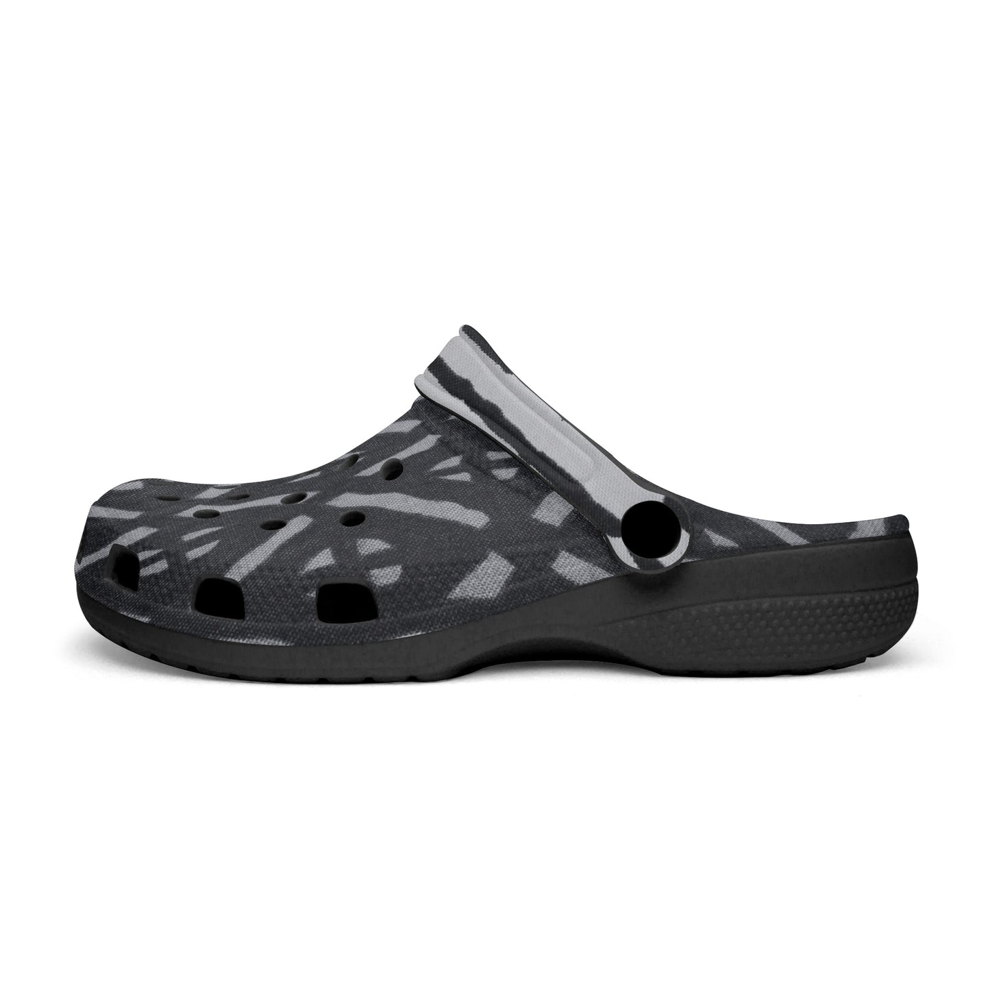 LION OF JUDAH "100" Black-base AOP Clogs Left Inside