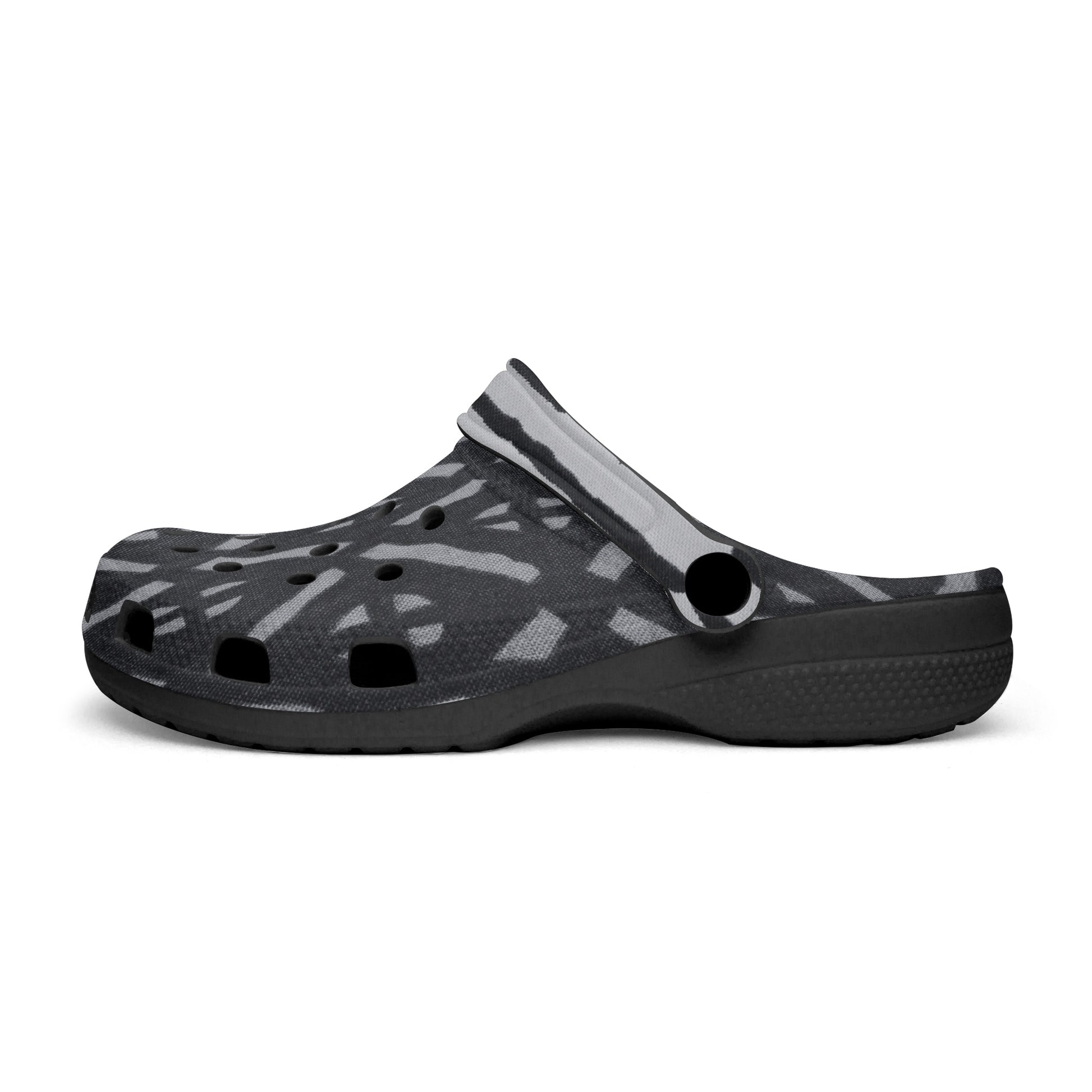 LION OF JUDAH "100" Black-base AOP Clogs Left Inside
