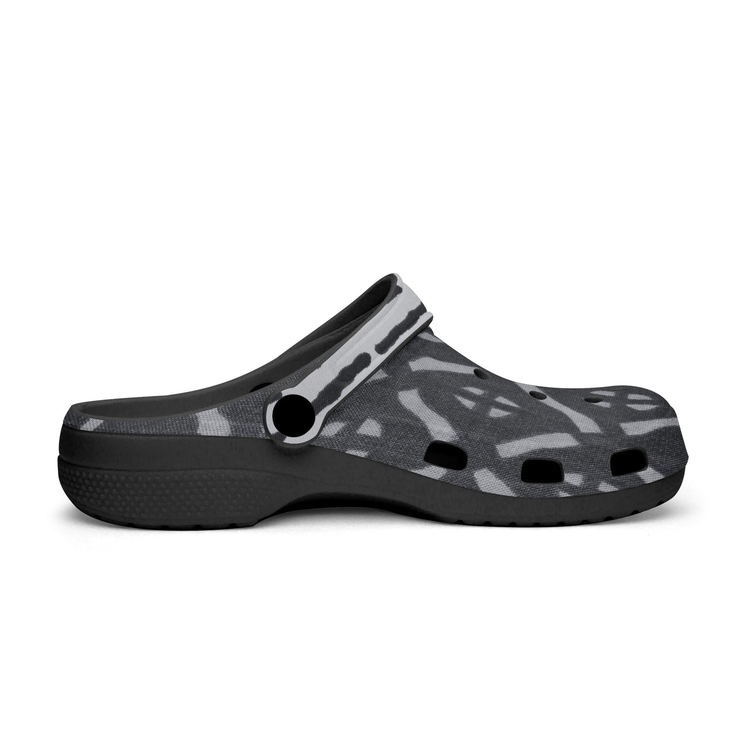 LION OF JUDAH "100" Black-base AOP Clogs Staggered Left Outside