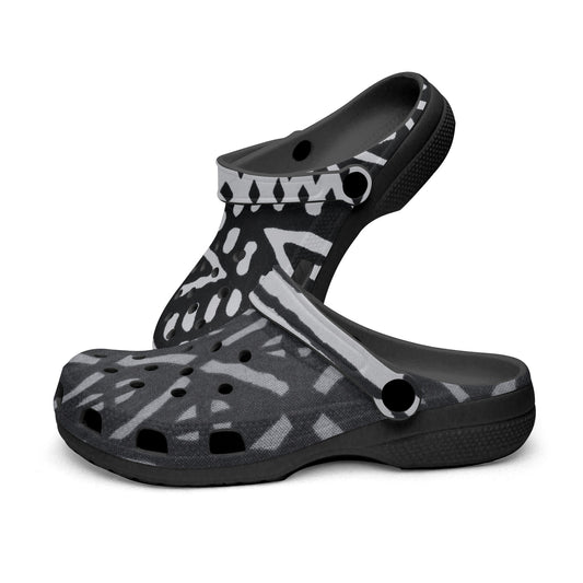 LION OF JUDAH "100" Black-base AOP Clogs Up Down