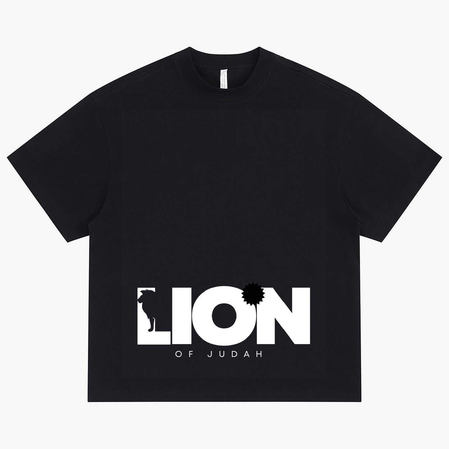 LION OF JUDAH Black Crew-Neck Oversize T-shirt Black Front