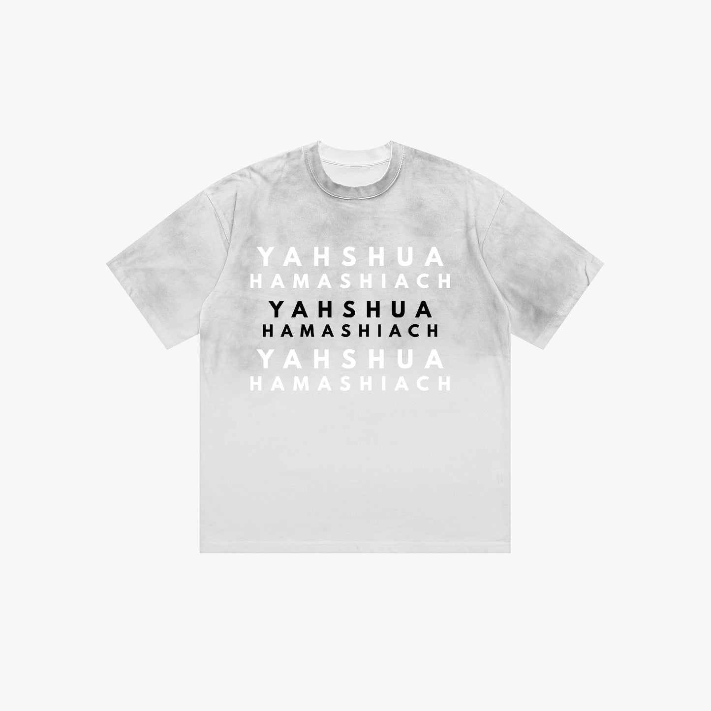 YAHSHUA HAMASHIACH "Echo" Two-Tone Gradient T-shirt White - Front
