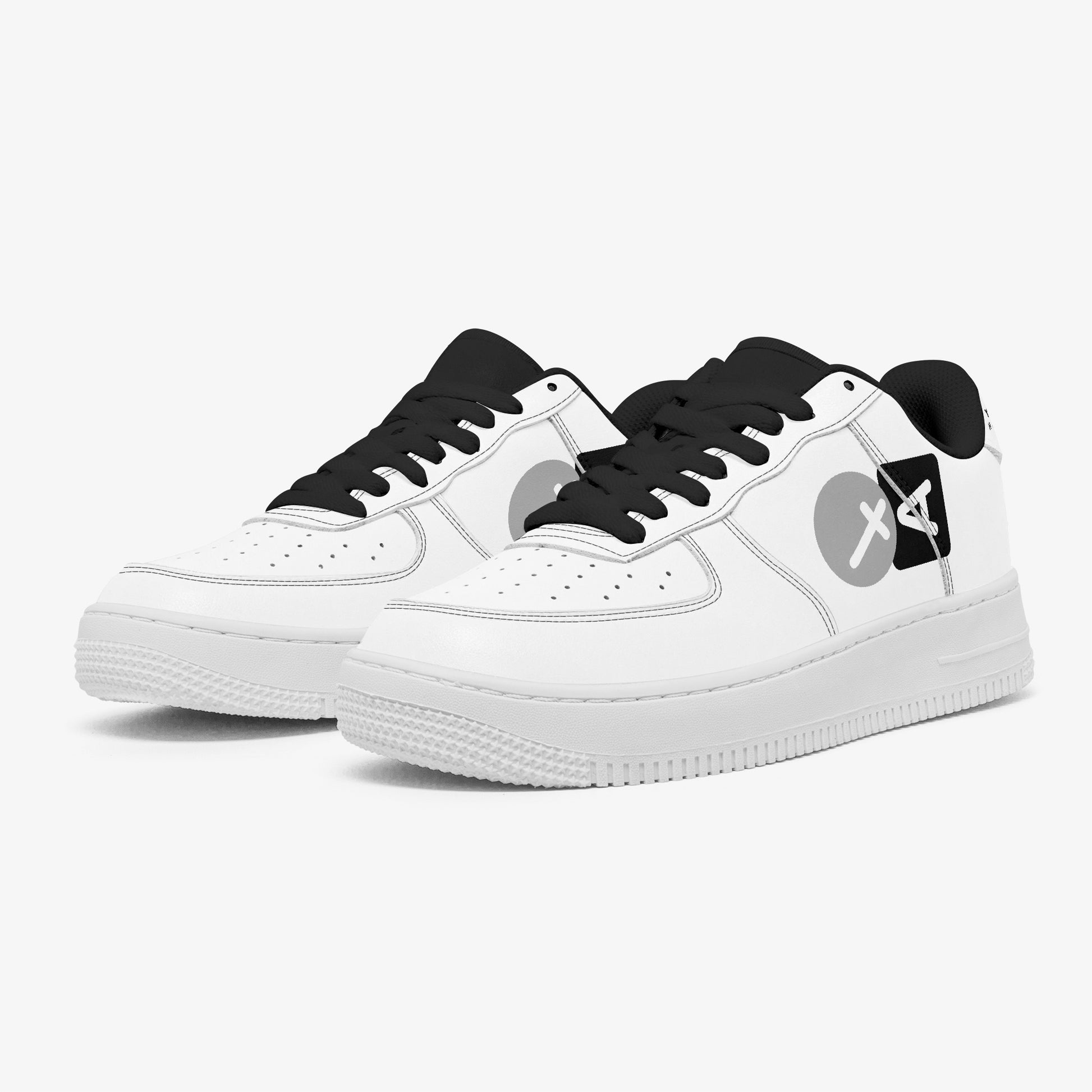 YAHSHUA HAMASHIACH "Immutable Bond" White Low-Top Leather Sports Sneakers Staggered