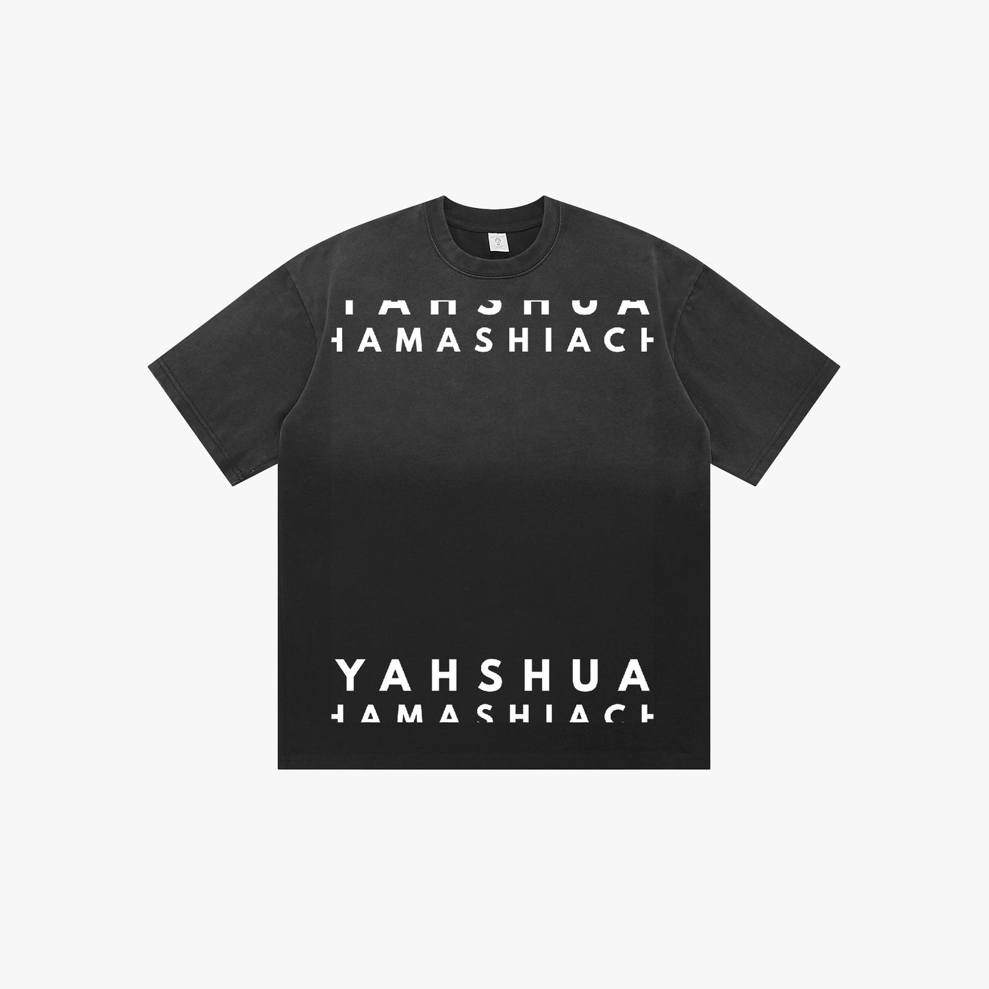 YAHSHUA HAMASHIACH "Revealed" Two-Tone Gradient T-shirt Dark + Gray - Front