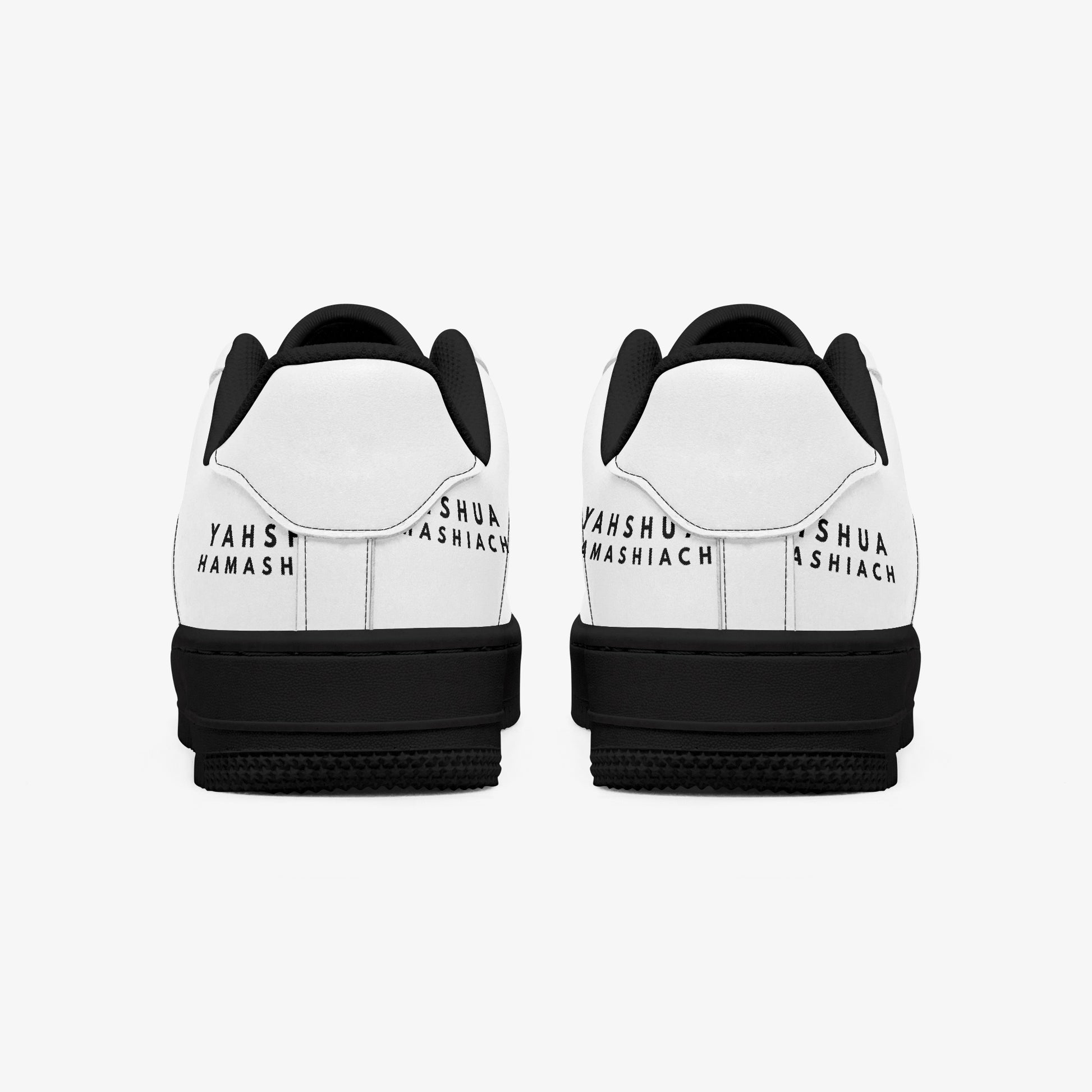 YAHSHUA HAMASHIACH "Seeking" Low-Top Leather Sports Sneakers - Black Sole Back